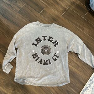 Inter Miami CF women’s distressed oversized Gray long sleeve shirt L